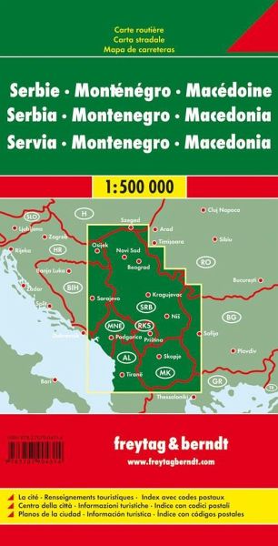 Reisekarte freytag&berdt Serbien Montenegro Kosovo Mazedonien N