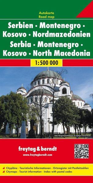 Reisekarte freytag&berdt Serbien Montenegro Kosovo Mazedonien N